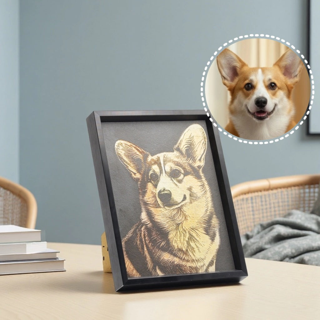 Custom Dog Ceramic Portrait – Handcrafted, Lifelike, Black Glaze & Silver - Pawmory