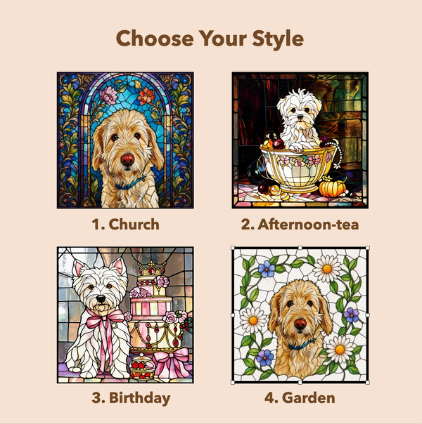 Custom Pet Stained Glass-Style Portrait Night Light