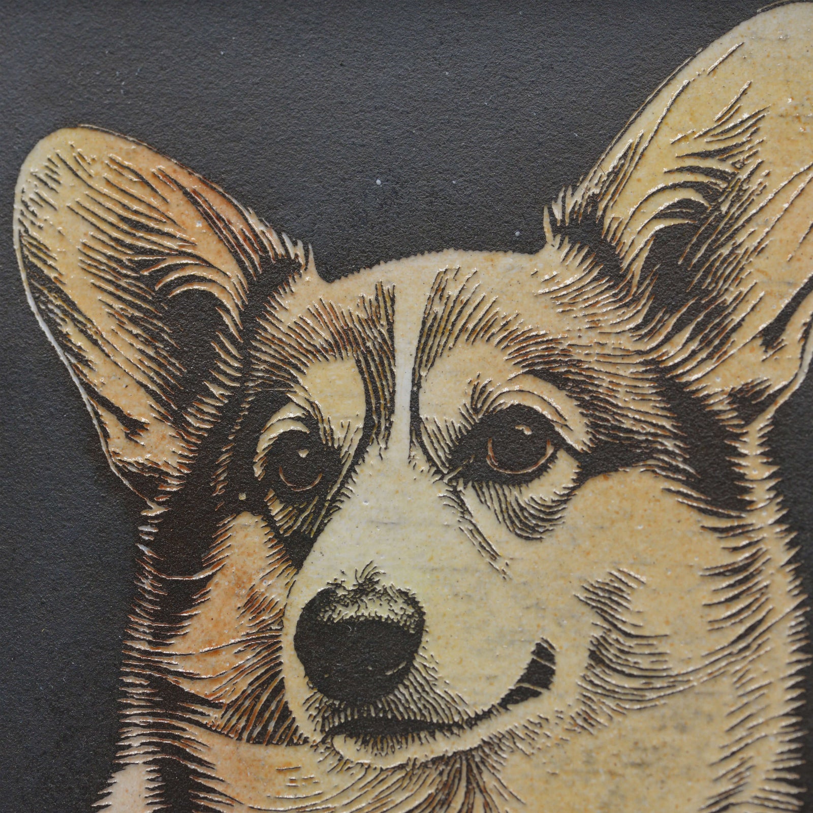 Handmade Custom Black & Silver Ceramic Pet Portrait