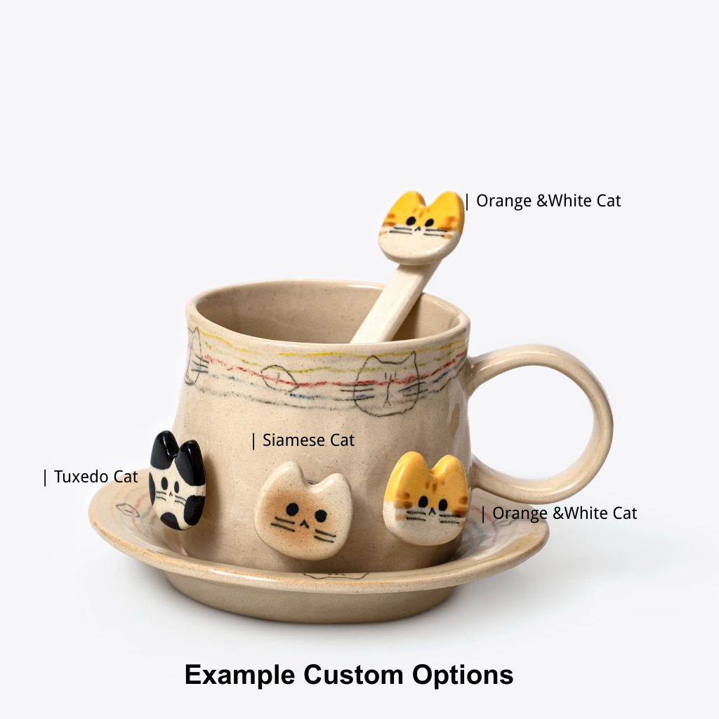 Cat Coffee Cup Set – Spinning Fun, Handcrafted image 0