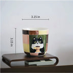 Hand-painted Tuxedo Cat Ceramic Coffee Cup & Saucer Set | Creator Exclusive image 4