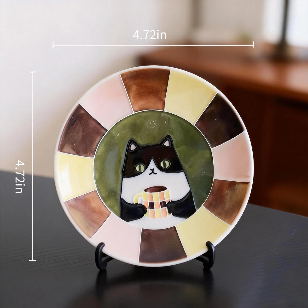 Hand-painted Tuxedo Cat Ceramic Coffee Cup & Saucer Set | Creator Exclusive image 5