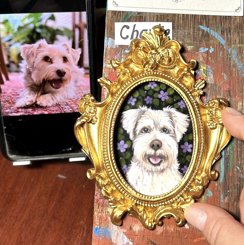 Custom Floral Pet Portrait for One Pet