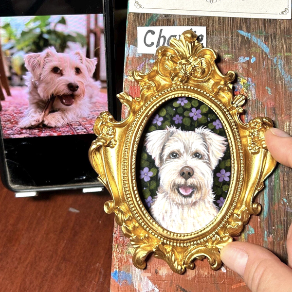 Custom Mini Pet Portrait Painting - Floral Style