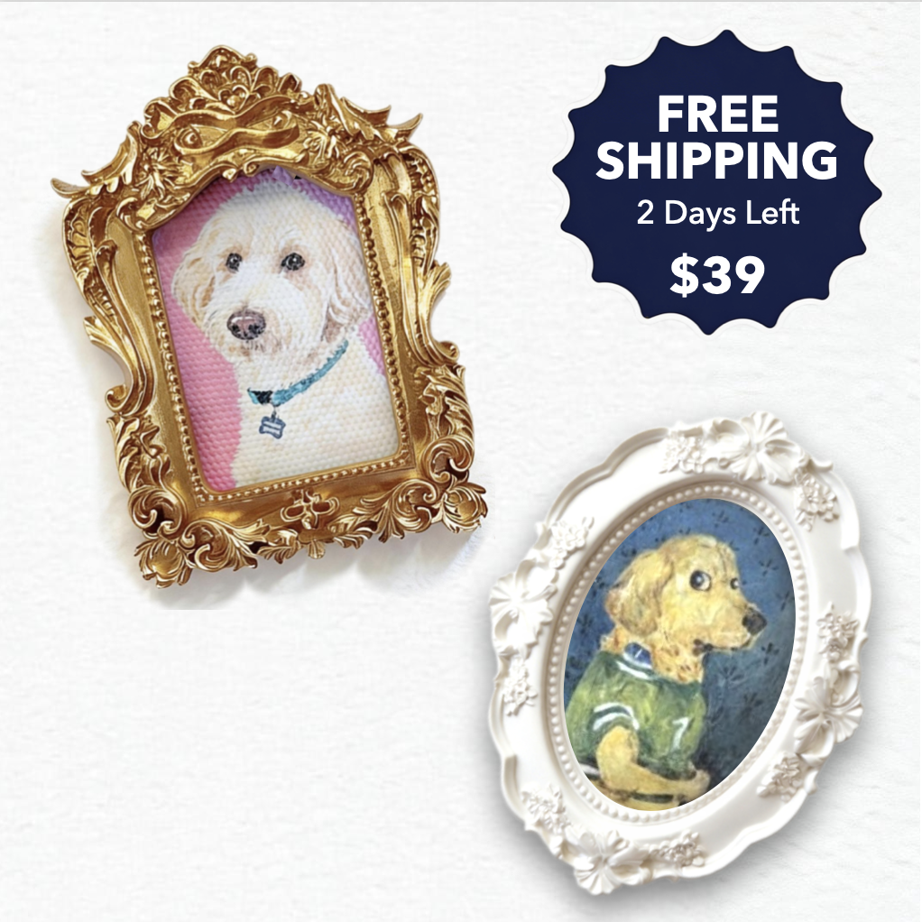 Master Design Pet Portrait for One Pet-White Frame