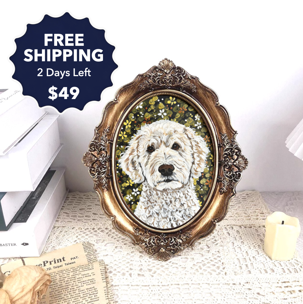Custom Floral Pet Portrait-Medium Size