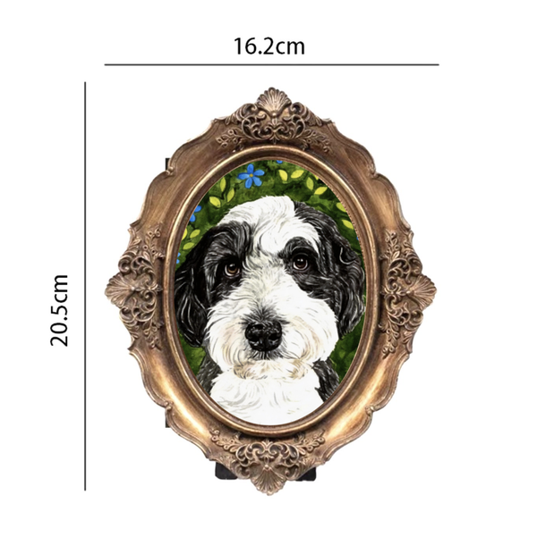 Custom Medium Pet Portrait Painting - Floral Style