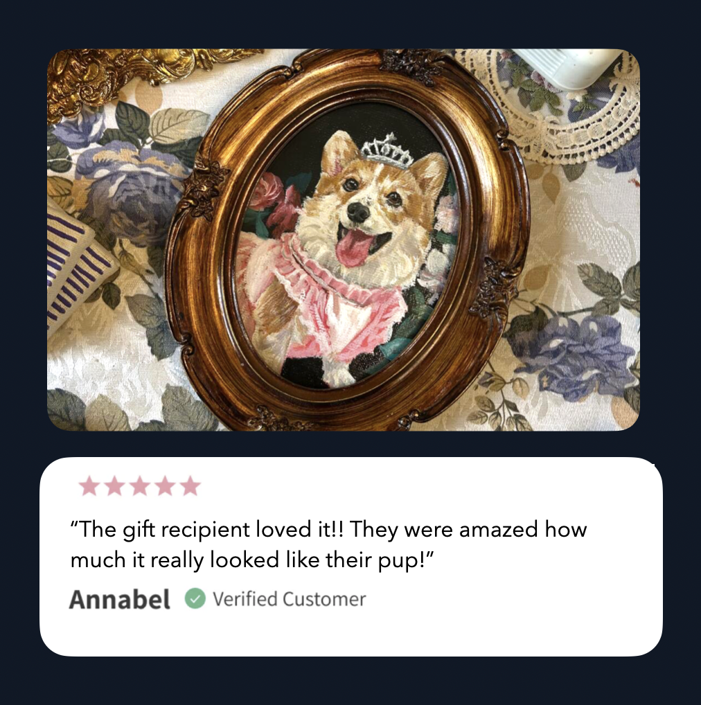 Custom Floral Pet Portrait-Medium Size