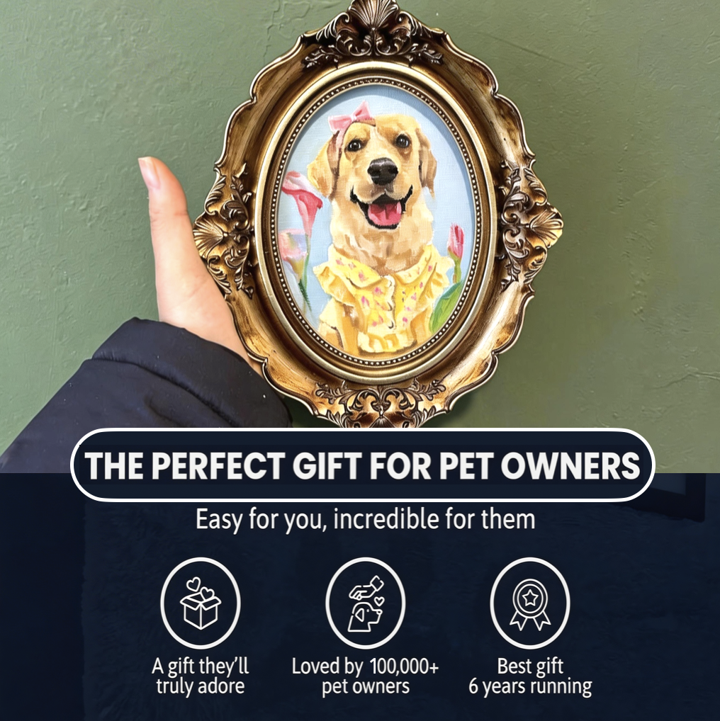 Custom Floral Pet Portrait-Medium Size