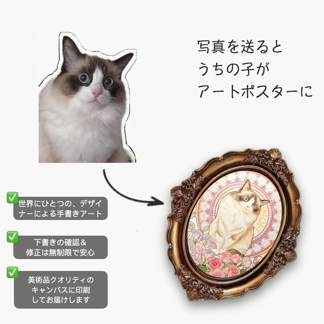 1匹用マスターデザイン・ペット肖像画-中サイズ